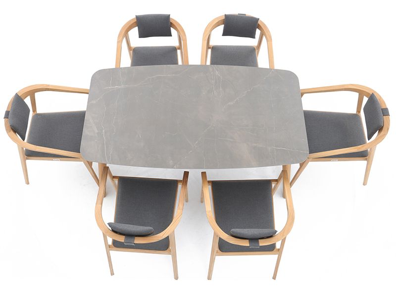 Mustique 6 Chair Dining Set | FSC® Certified-Garden Furniture Centre-HighRange,Tables,Dining Set,Outdoor Furniture,Teak Garden Furniture,FSC®,Outdoor Dining-{collection_title}
