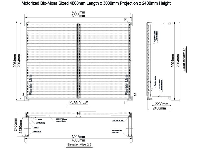 Eclipse 3 X 4m LED Motorised Pergola | Free Standing