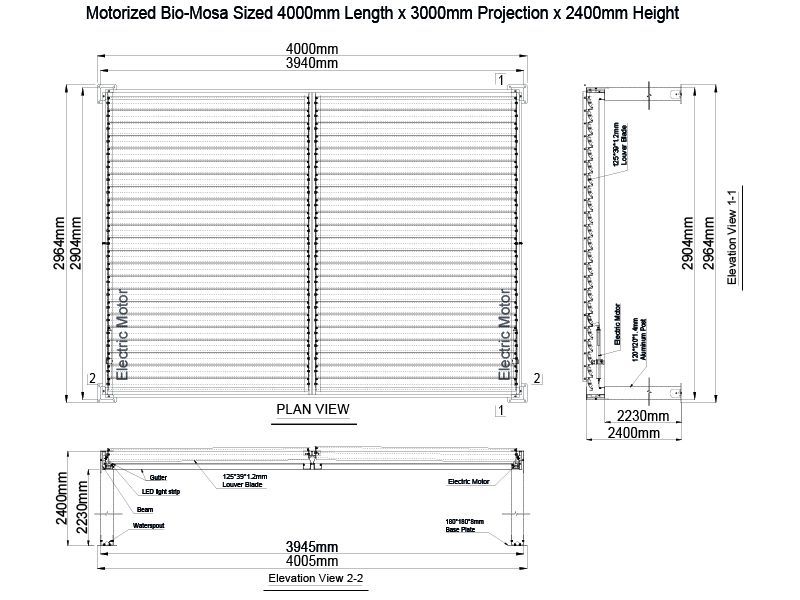 Eclipse 3 X 4m LED Motorised Pergola | Free Standing
