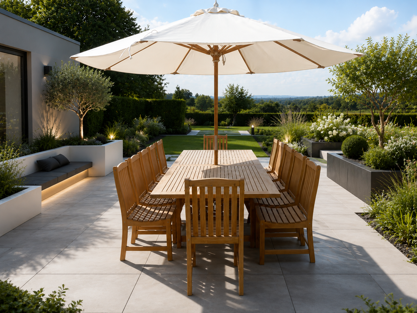 Diamond Teak Parasol 3.5m Diameter