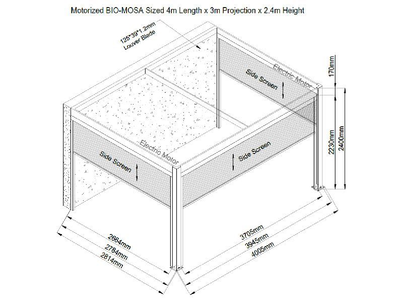 Eclipse 3 X 4m LED Motorised Pergola | Wall Mounted
