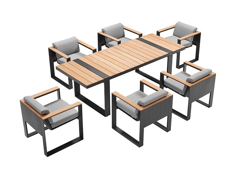 Cambusa 6 Chair Dining Set | White or Grey-Garden Furniture Centre-HighRange,Tables,Dining Set,Outdoor Furniture,Teak Garden Furniture,Metal Furniture,Outdoor Dining,HIGOLD Range-{collection_title}
