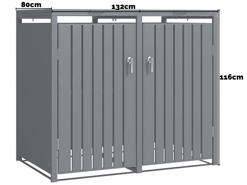 Anthracite Galvanized Steel Wheelie Bin Cover | Double