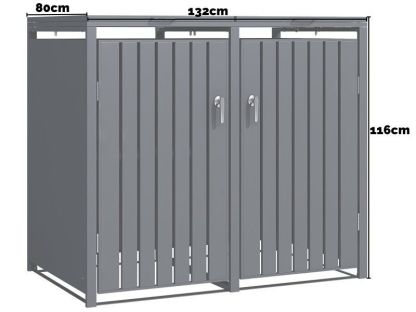 Anthracite Galvanized Steel Wheelie Bin Cover | Double