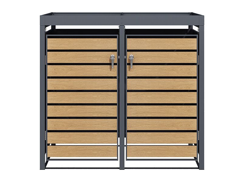 Galvanized Steel Wheelie Bin Cover With Planters | Double