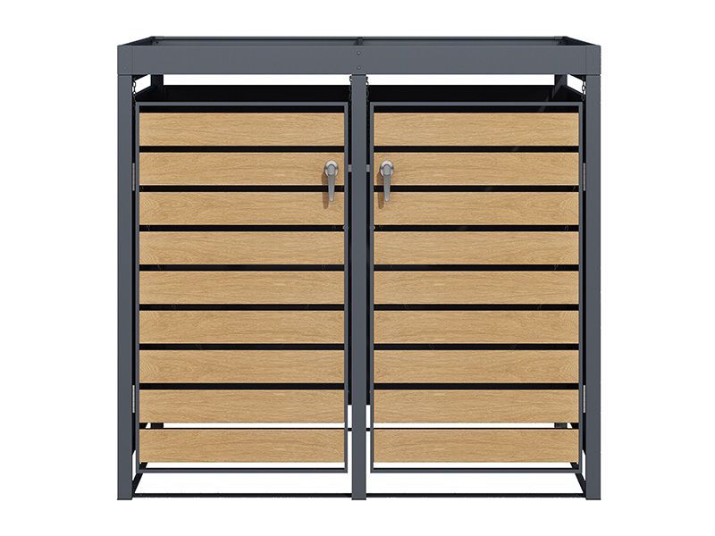 Galvanized Steel Wheelie Bin Cover With Planters | Double