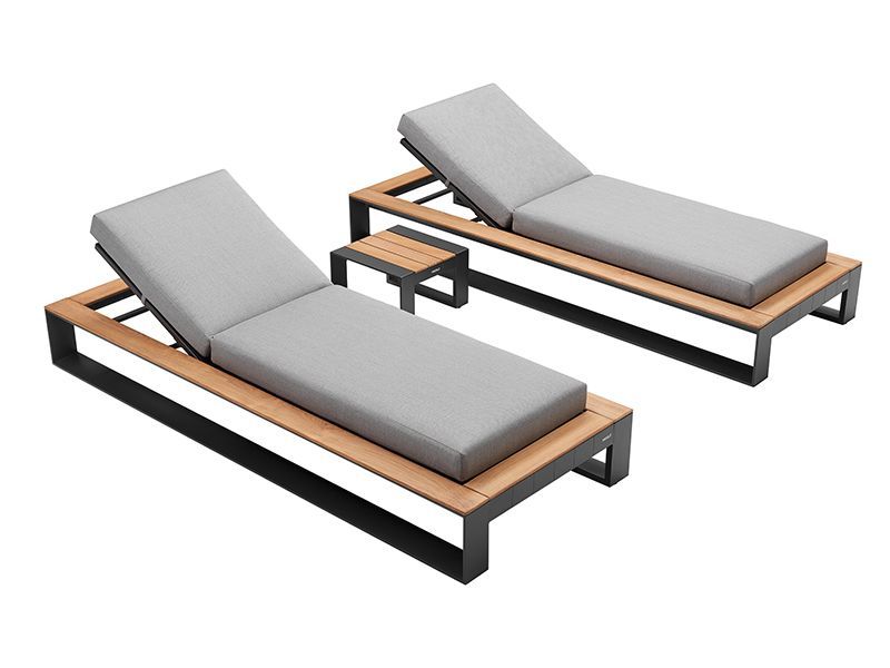 Cambusa Double Sunlounger Set with Side Table | White or Grey-Garden Furniture Centre-HighRange,Outdoor Furniture,Metal Furniture,Loungers & Daybeds,HIGOLD Range-{collection_title}