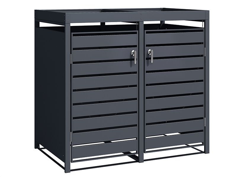 Anthracite Double Wheelie Bin Cover and Parcel Box | Planter
