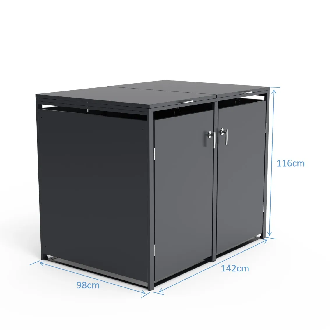 Anthracite 360L Double Solid Panel Wheelie Bin Storage