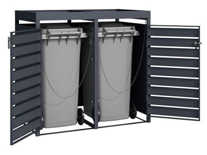 Anthracite Double Wheelie Bin Cover and Parcel Box | Planter