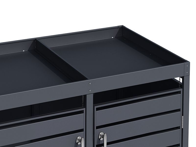 Anthracite Galvanized Steel Wheelie Bin Cover with Planter | Double