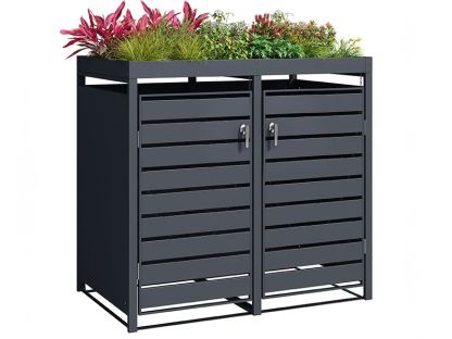 Anthracite Double Wheelie Bin Cover and Parcel Box | Planter