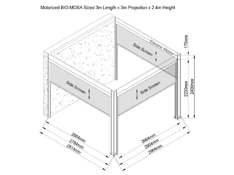 Eclipse 3 X 3m LED Motorised Pergola | Wall Mounted