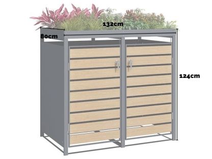 Galvanized Steel Wheelie Bin Cover With Planter | Quad Set