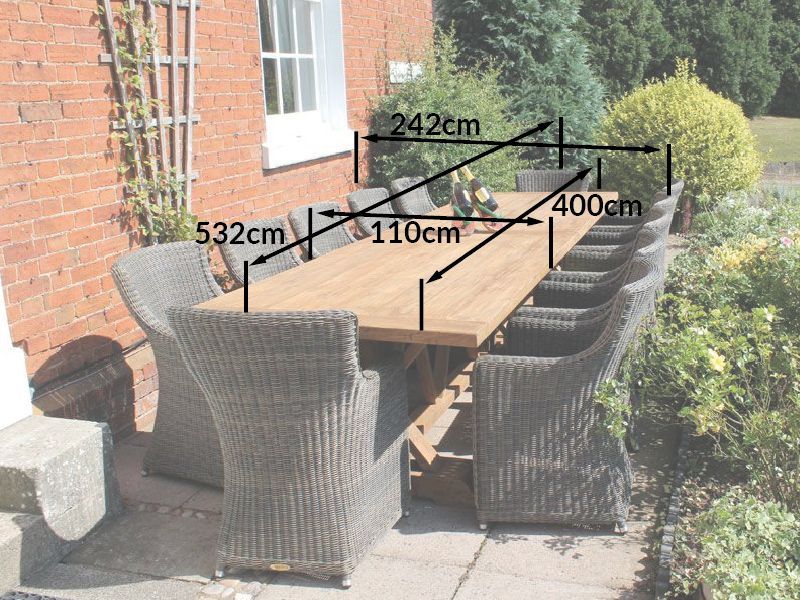Valencia 12 Chair Dining Set-Garden Furniture Centre-HighRange,Reclaimed Furniture,Rattan,Tables,Dining Set,Teak,Outdoor Dining-{collection_title}