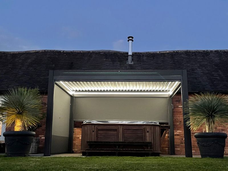 Eclipse 3 X 2.5m LED Motorised Pergola-Garden Furniture Centre-Free Install,HighRange,Free Standing,Gazebos,Metal Gazebos,Eclipse Louvered Roof Gazebo Range,Eclipse Range Ranges,Eclipse Range-{collection_title}