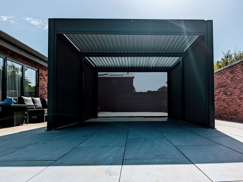 Eclipse 5 X 3.5m LED Motorised Pergola | Free Standing-Garden Furniture Centre-Free Install,HighRange,Free Standing,Gazebos,Metal Gazebos,Eclipse Louvered Roof Gazebo Range,Eclipse Range Ranges,Eclipse Range-{collection_title}