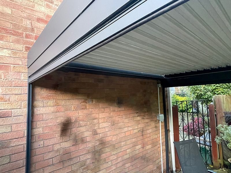 Eclipse 3.6 X 3m LED Motorised Pergola | Wall Mounted-Garden Furniture Centre-Free Install,HighRange,Free Standing,Gazebos,Metal Gazebos,Eclipse Louvered Roof Gazebo Range,Eclipse Range Ranges,Eclipse Range,Wall Mounted Gazebos-{collection_title}