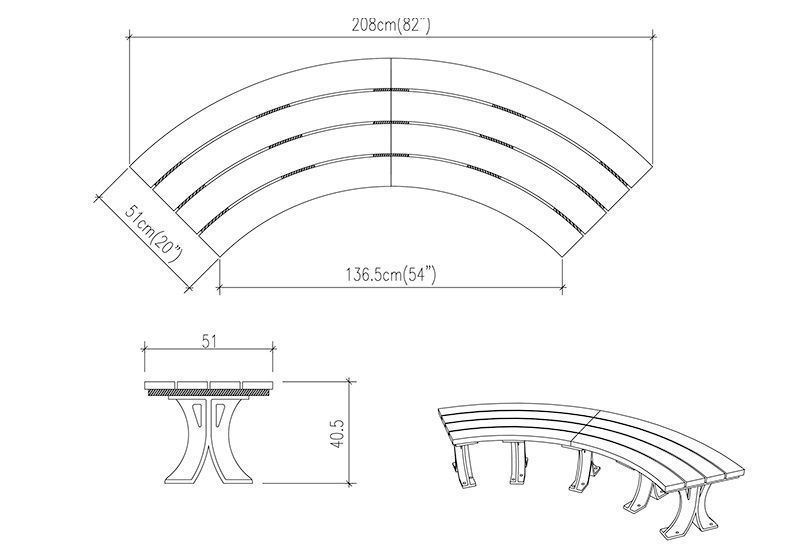 Eco Curved Backless Bench