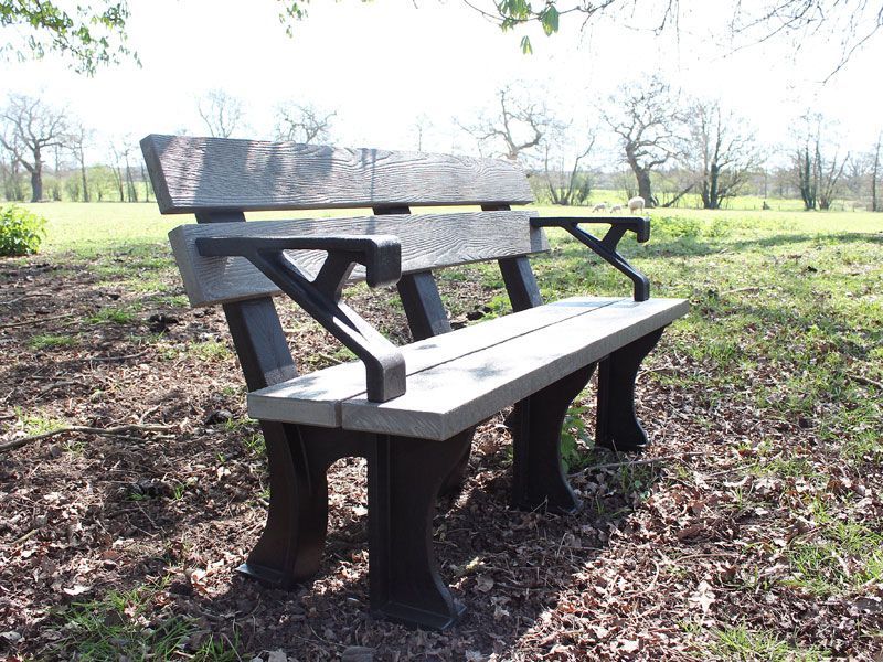 Eco Park Bench Arms 1.5m-Garden Furniture Centre-MidInstock,instock,MidRange,Active,park benches,Benches,Outdoor Furniture,Eco Bench Range,Recycled Eco-Benches,Memorial Benches-{collection_title}