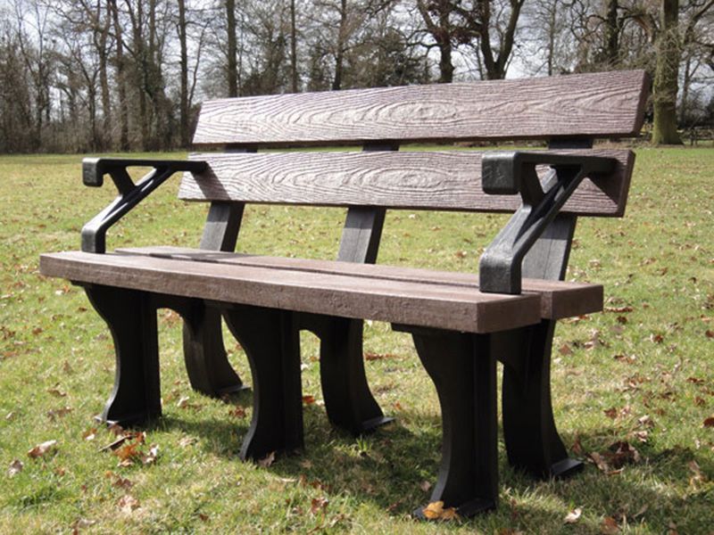 Eco Park Bench Arms 1.3m-Garden Furniture Centre-MidInstock,instock,MidRange,Active,park benches,Benches,Outdoor Furniture,Eco Bench Range,Recycled Eco-Benches,Memorial Benches-{collection_title}