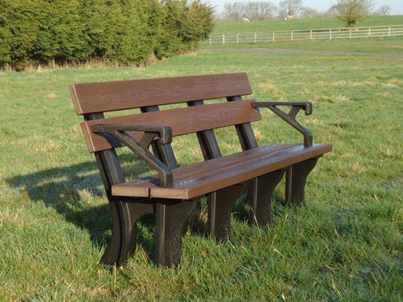 Eco Park Bench Arms 1.8m-Garden Furniture Centre-MidRange,Active,park benches,Information,Home Page Benches,Benches,Outdoor Furniture,Eco Bench Range,Recycled Eco-Benches,Memorial Benches-{collection_title}