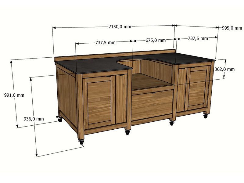 Big Green Egg Island On Wheels  | Extra Large-Garden Furniture Centre-HighRange,Outdoor Furniture,Outdoor Kitchens,The Bari Outdoor Kitchen Range,Outdoor Kitchen,Modular Furniture,Bari-{collection_title}