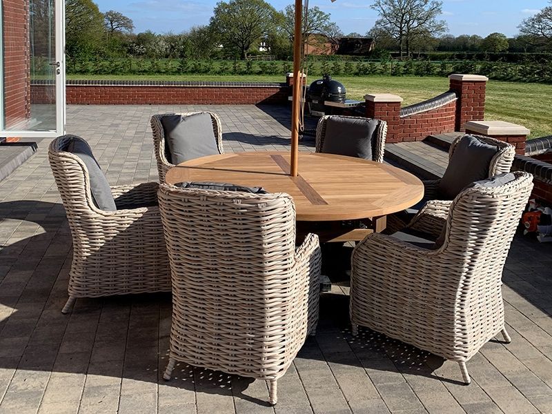 Fiji 6 Chair Chunky Dining Set-Garden Furniture Centre-HighRange,Teak,Tables,Dining Set,Rattan,Rattan Furniture,Fiji Range,Outdoor Dining-{collection_title}