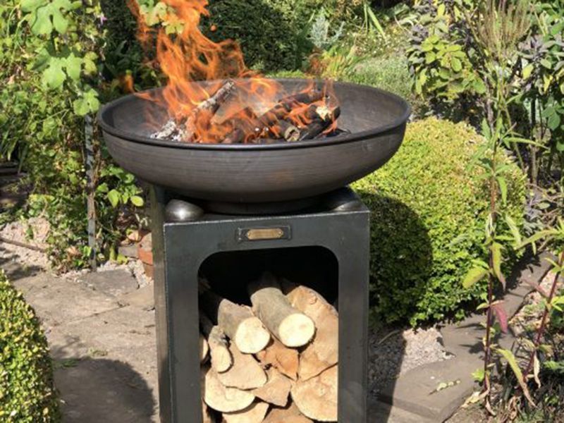 Fire Bowl with Log Store-Garden Furniture Centre-LowRange,MidRange,Firepits UK-{collection_title}