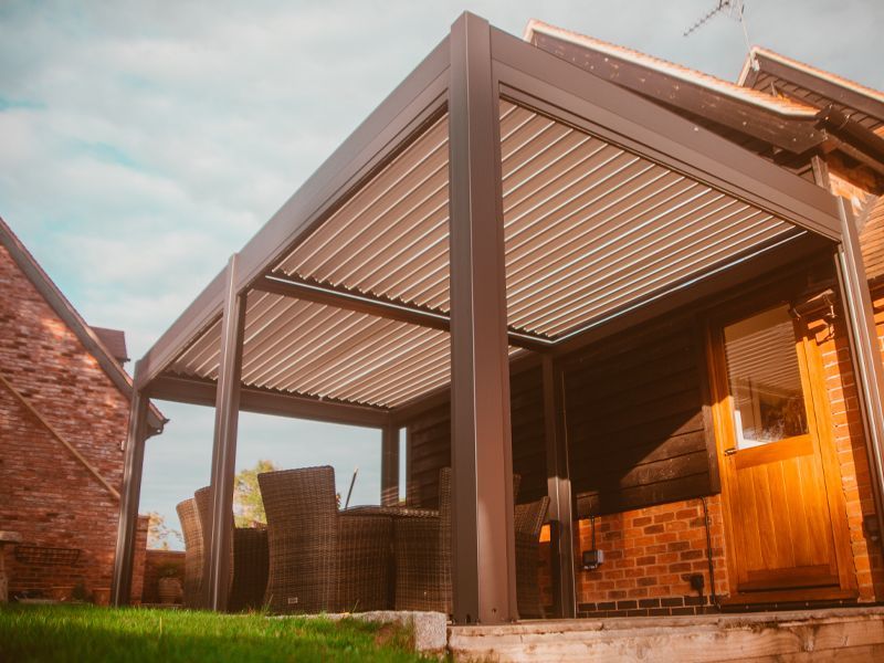 Eclipse 6 X 4m LED Motorised Pergola | Free Standing-Garden Furniture Centre-Free Install,HighRange,Free Standing,Showroom exdis,Gazebos,Metal Gazebos,Eclipse Louvered Roof Gazebo Range,Eclipse Range Ranges,Eclipse Range-{collection_title}