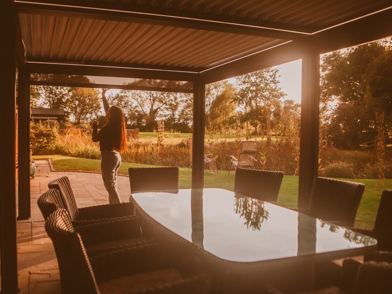 Eclipse 6 X 3m LED Motorised Pergola | Free Standing-Garden Furniture Centre-Free Install,HighRange,Free Standing,Showroom exdis,Gazebos,Metal Gazebos,Eclipse Louvered Roof Gazebo Range,Eclipse Range Ranges,Eclipse Range-{collection_title}