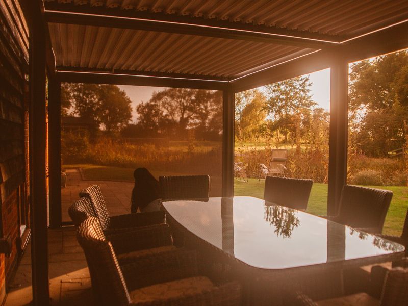 Eclipse 5 X 3.5m LED Motorised Pergola | Free Standing-Garden Furniture Centre-Free Install,HighRange,Free Standing,Gazebos,Metal Gazebos,Eclipse Louvered Roof Gazebo Range,Eclipse Range Ranges,Eclipse Range-{collection_title}