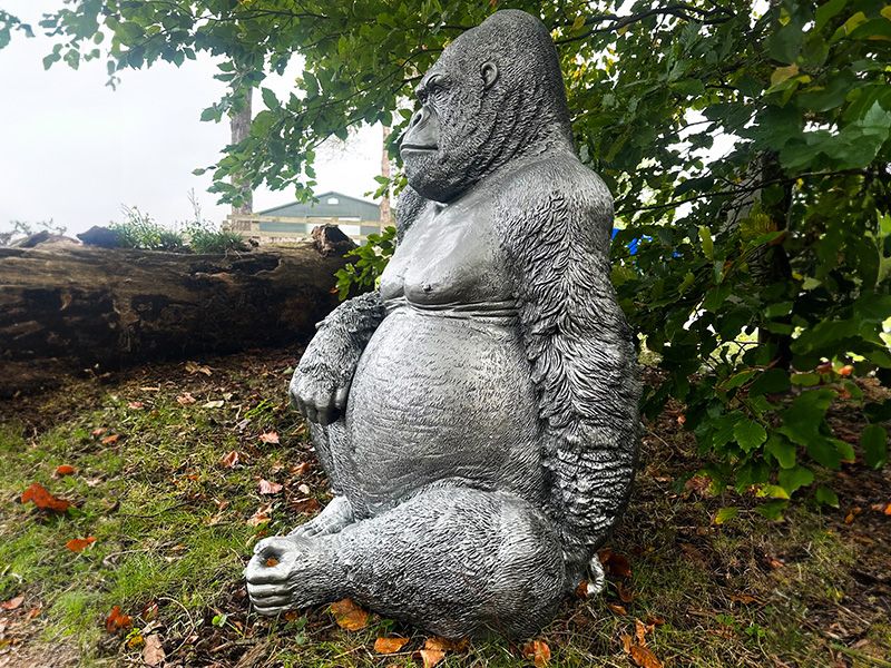 Gorilla Ornament | Silver-Garden Furniture Centre-MidInstock,instock,MidRange,Ornaments,Animal Garden Ornaments,Black Friday Month-{collection_title}