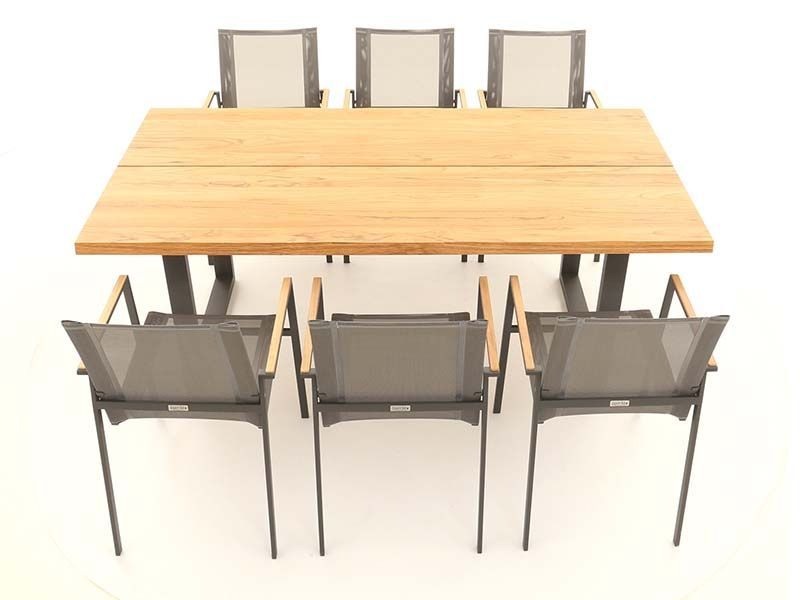 Edge Marbella 6 Chair Dining Set | FSC® Certified -Garden Furniture Centre-HighRange,Metal,Tables,Dining Set,Outdoor Furniture,Teak Garden Furniture,Metal Furniture,FSC®,Outdoor Dining-{collection_title}