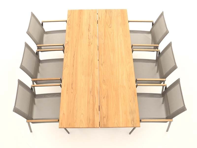 Edge Marbella 6 Chair Dining Set | FSC® Certified -Garden Furniture Centre-HighRange,Metal,Tables,Dining Set,Outdoor Furniture,Teak Garden Furniture,Metal Furniture,FSC®,Outdoor Dining-{collection_title}