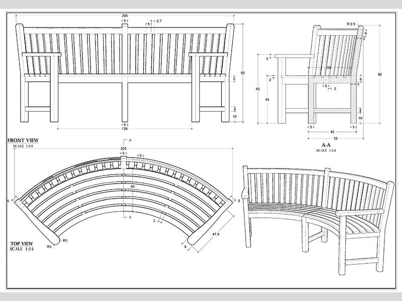 Contour Curved Bench | With Arms