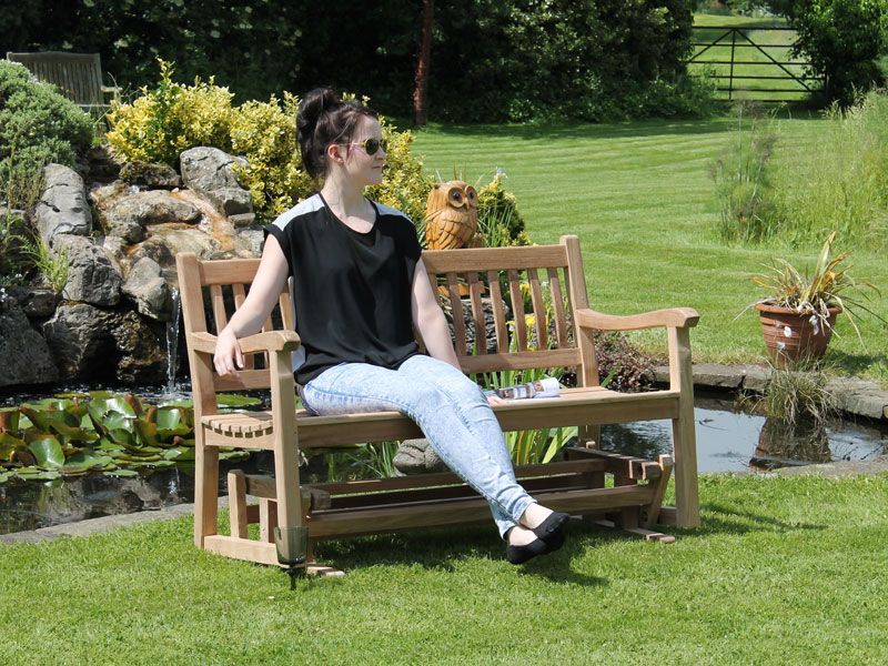 Teak Glider Bench 1.3m-Garden Furniture Centre-MidInstock,instock,MidRange,Teak,Benches,Outdoor Furniture,Teak Benches Benches,Swing Seats & Lounge Chairs,Teak Benches,Memorial Benches-{collection_title}