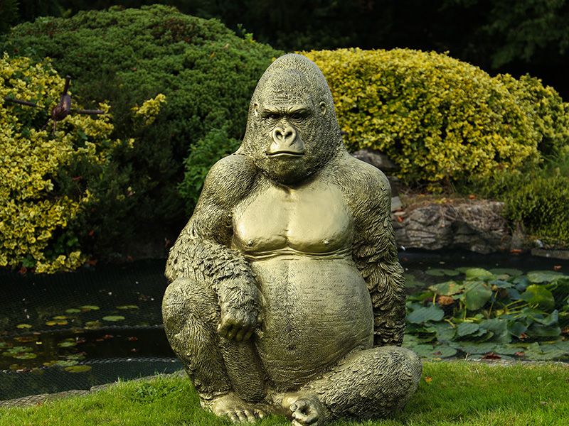 Gorilla Ornament | Gold-Garden Furniture Centre-MidInstock,instock,MidRange,Ornaments,Animal Garden Ornaments,Black Friday Month-{collection_title}