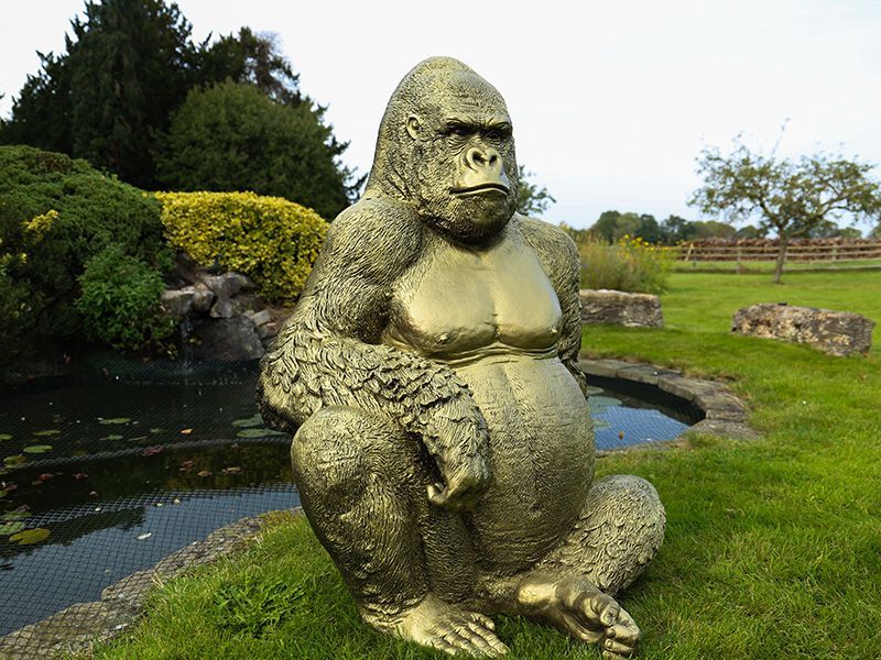 Gorilla Ornament | Gold-Garden Furniture Centre-MidInstock,instock,MidRange,Ornaments,Animal Garden Ornaments,Black Friday Month-{collection_title}