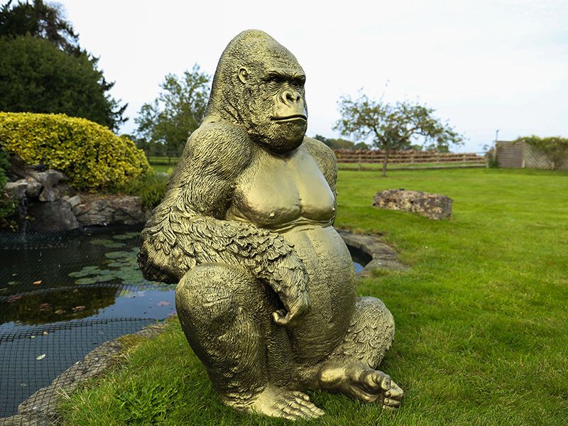 Gorilla Ornament | Gold-Garden Furniture Centre-MidInstock,instock,MidRange,Ornaments,Animal Garden Ornaments,Black Friday Month-{collection_title}