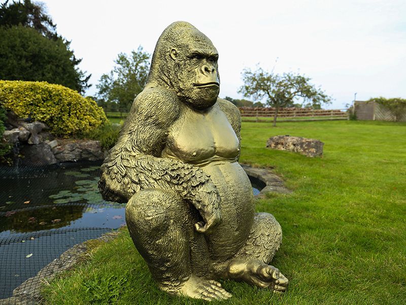 Gorilla Ornament | Gold-Garden Furniture Centre-MidInstock,instock,MidRange,Ornaments,Animal Garden Ornaments,Black Friday Month-{collection_title}
