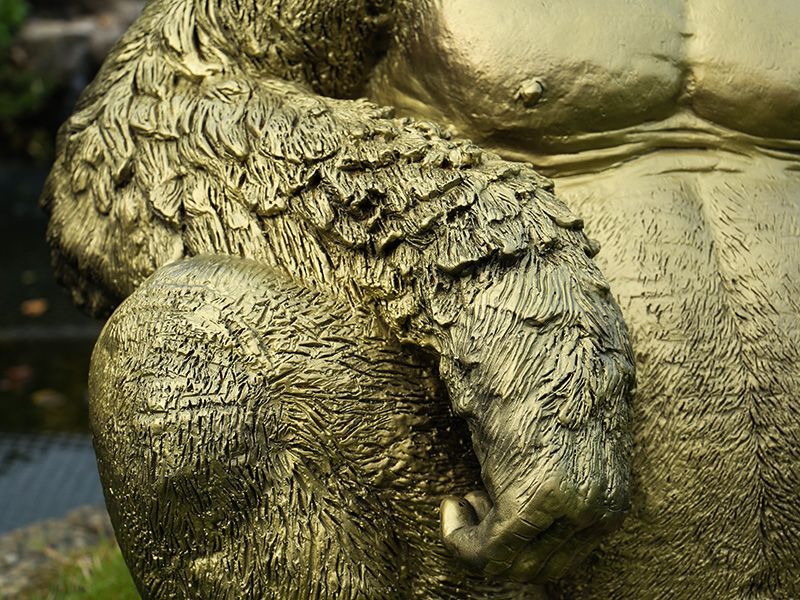 Gorilla Ornament | Gold-Garden Furniture Centre-MidInstock,instock,MidRange,Ornaments,Animal Garden Ornaments,Black Friday Month-{collection_title}