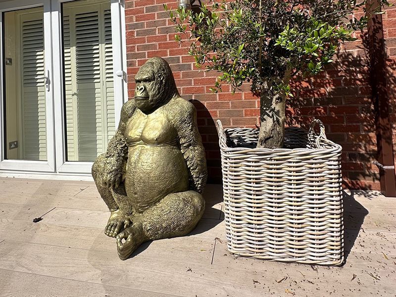 Gorilla Ornament | Gold-Garden Furniture Centre-MidInstock,instock,MidRange,Ornaments,Animal Garden Ornaments,Black Friday Month-{collection_title}