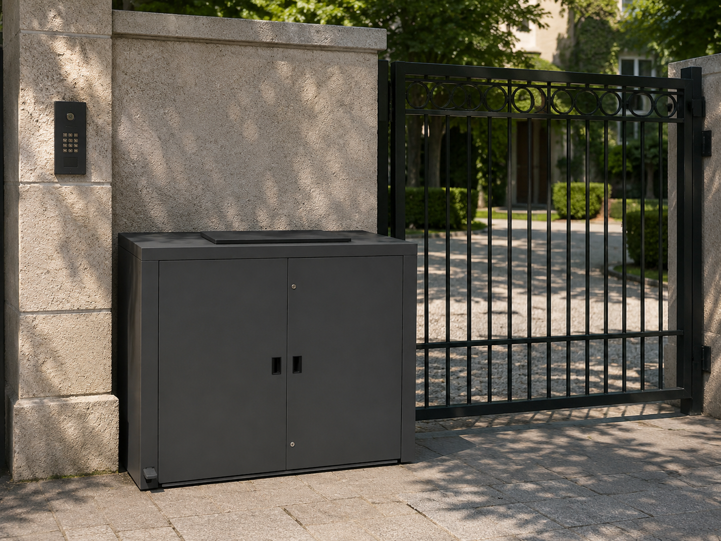 1100L Wheelie Bin Storage Unit with Pedal Lid – Stainless Steel