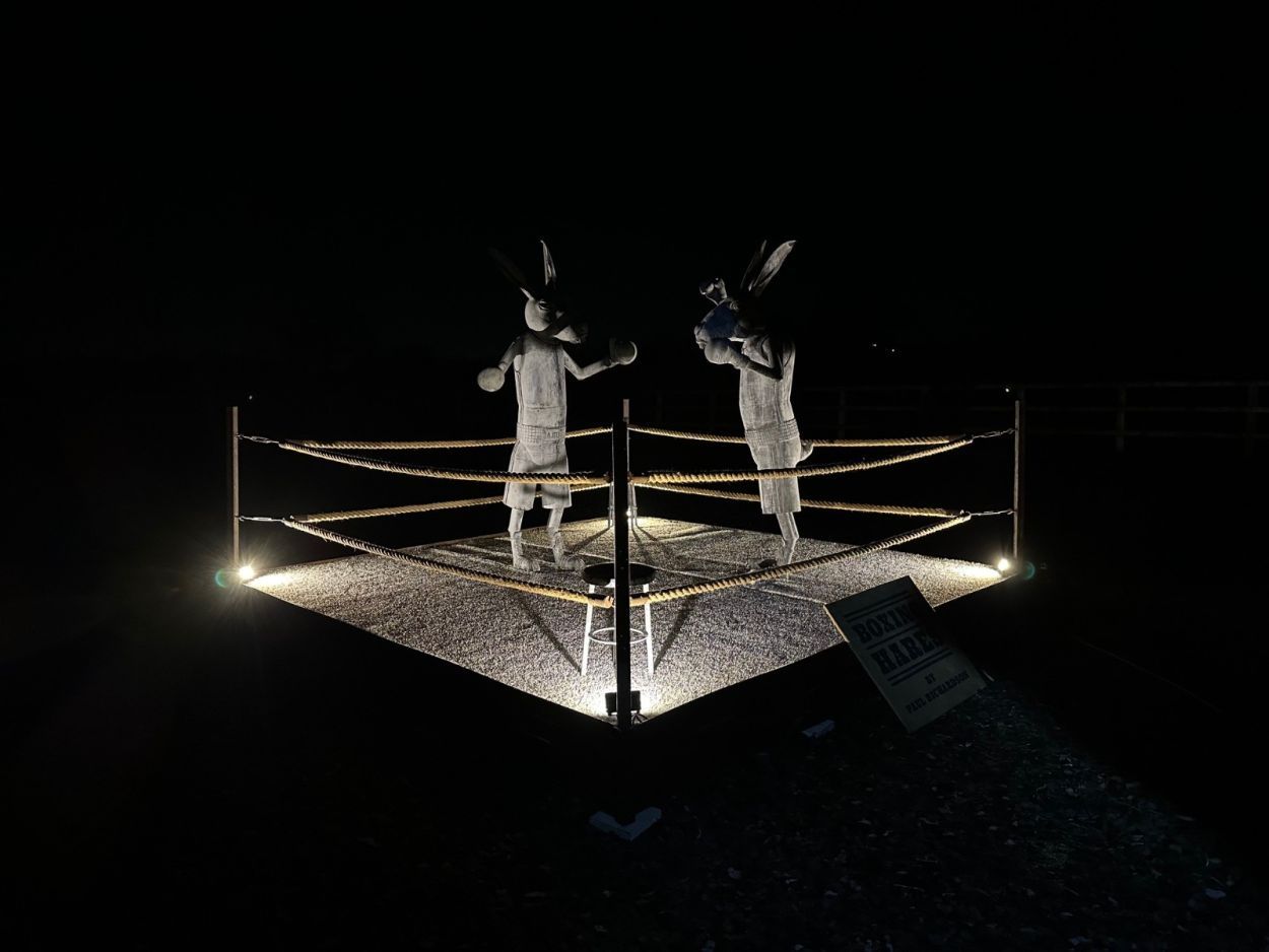 Boxing Hares -Garden Furniture Centre-HighRange,Showroom exdis,Ornaments,Animal Garden Ornaments,Metal Garden Ornaments-{collection_title}