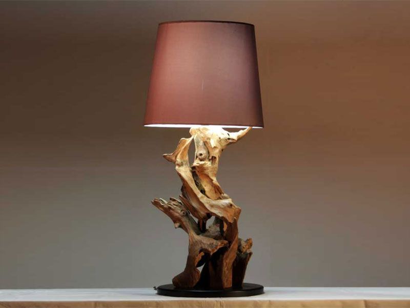 Ikal Table Lamp-Garden Furniture Centre-Root,LowRange,Ornaments,Accessories,Conservatory,Reclaimed Furniture,Indoor Accessories,Indoor Lighting,Teak,Lights-{collection_title}
