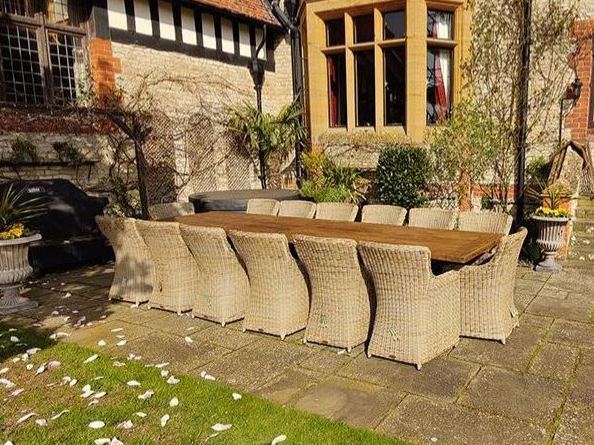Valencia Teak 14 Chair Dining Set-Garden Furniture Centre-HighRange,Reclaimed Furniture,Rattan,Tables,Dining Set,Teak,Outdoor Dining-{collection_title}
