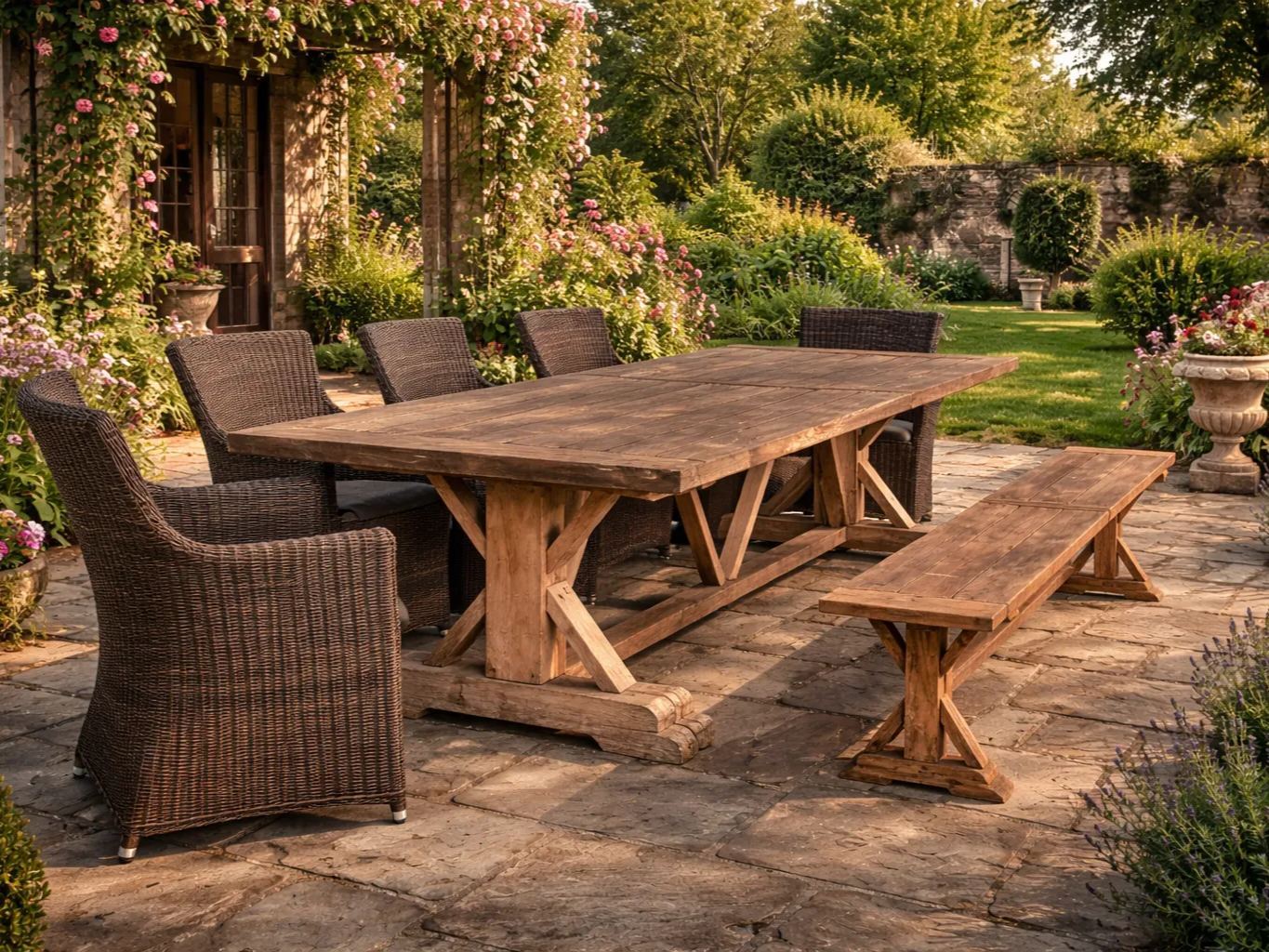 Valencia Teak Bench and Chair Set