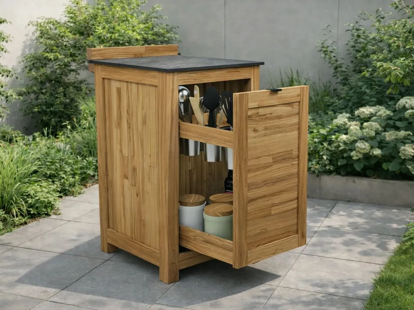 Bari Teak Outdoor Low Table Kitchen Set