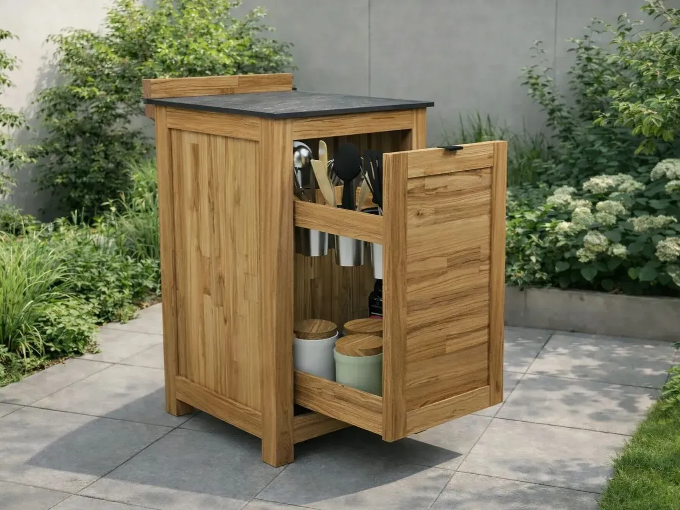 Bari Teak Outdoor Low Table Kitchen Set